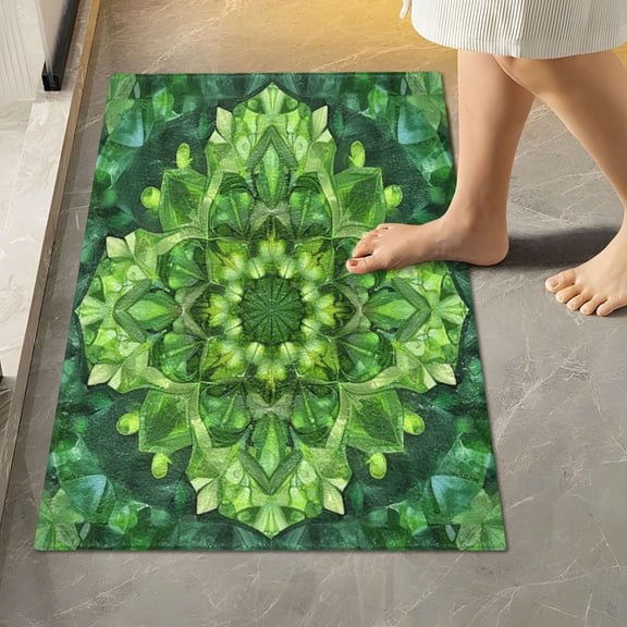 RMDQTR 16" × 24" Rectangle Shape Bathroom Rugs Plush Toilet Base Mat Soft Rugs Non Slip Absorbent Green Aesthetics Pattern