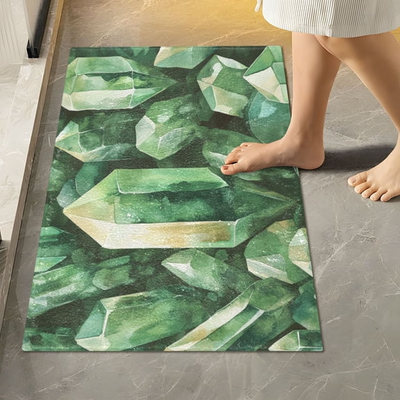 RMDQTR 16" × 24" Rectangle Shape Bathroom Rugs Plush Toilet Base Mat Soft Rugs Non Slip Absorbent Green Crystals