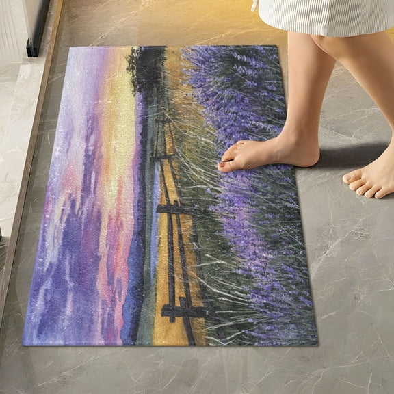 RMDQTR 16" × 24" Rectangle Shape Bathroom Rugs Plush Toilet Base Mat Soft Rugs Non Slip Absorbent Groups Of Lavenders