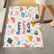 RMDQTR 16"   24" Rectangle Shape Bathroom Rugs Plush Toilet Base Mat Soft Rugs Non Slip Absorbent Happy Happy Bath