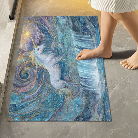 RMDQTR 16" × 24" Rectangle Shape Bathroom Rugs Plush Toilet Base Mat Soft Rugs Non Slip Absorbent Holy Unicorns