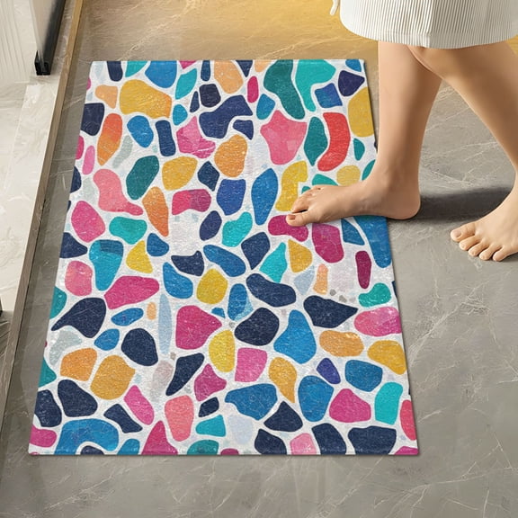 RMDQTR 16" × 24" Rectangle Shape Bathroom Rugs Plush Toilet Base Mat Soft Rugs Non Slip Absorbent Irregular Crack Spots