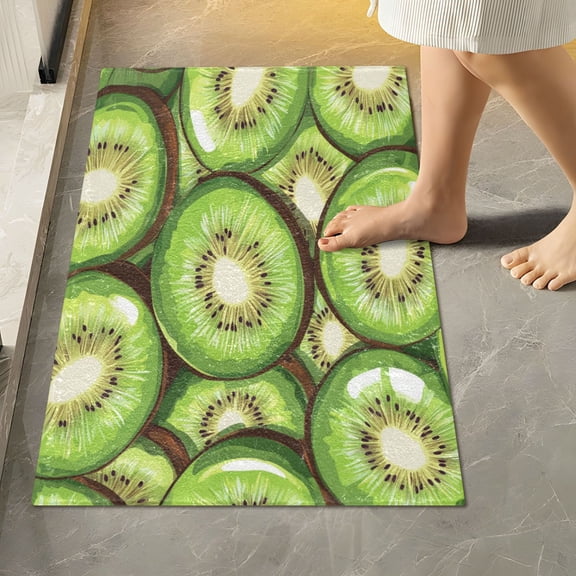 RMDQTR 16" × 24" Rectangle Shape Bathroom Rugs Plush Toilet Base Mat Soft Rugs Non Slip Absorbent Kiwi Fruit