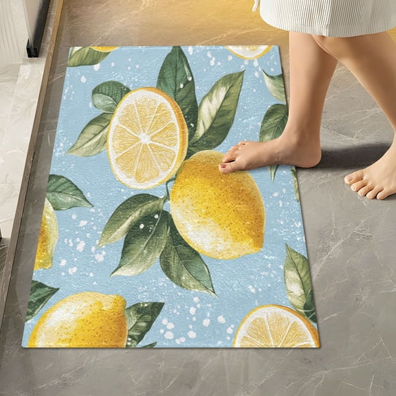 RMDQTR 16" × 24" Rectangle Shape Bathroom Rugs Plush Toilet Base Mat Soft Rugs Non Slip Absorbent Leamon Patterns