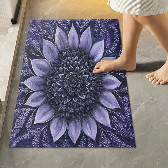 RMDQTR 16" × 24" Rectangle Shape Bathroom Rugs Plush Toilet Base Mat Soft Rugs Non Slip Absorbent Mandala Flower