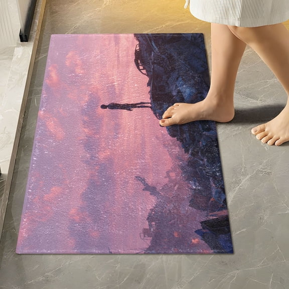 RMDQTR 16" × 24" Rectangle Shape Bathroom Rugs Plush Toilet Base Mat Soft Rugs Non Slip Absorbent Mecha