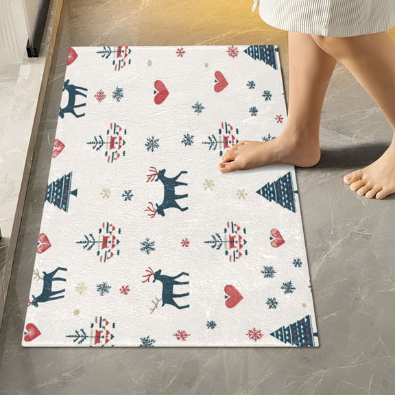 RMDQTR 16" × 24" Rectangle Shape Bathroom Rugs Plush Toilet Base Mat Soft Rugs Non Slip Absorbent Nordic Christmas Elements