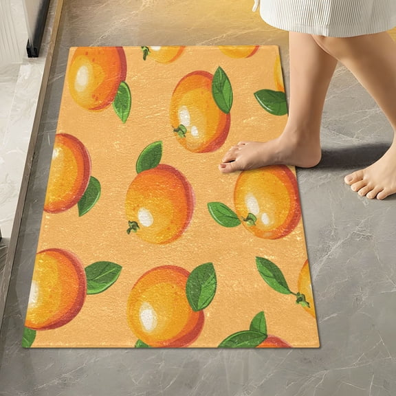 RMDQTR 16" × 24" Rectangle Shape Bathroom Rugs Plush Toilet Base Mat Soft Rugs Non Slip Absorbent Orange Patterns
