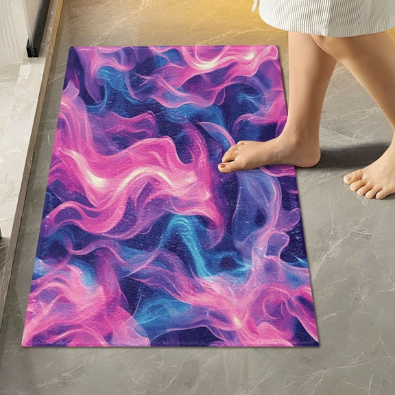 RMDQTR 16" × 24" Rectangle Shape Bathroom Rugs Plush Toilet Base Mat Soft Rugs Non Slip Absorbent Pink Blue Blaze