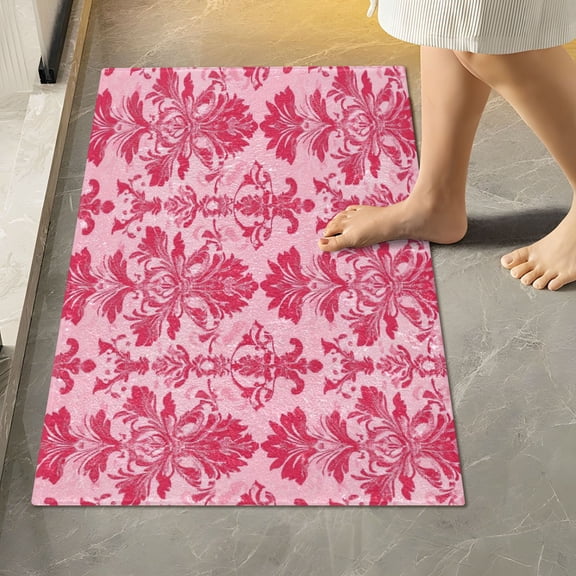 RMDQTR 16" × 24" Rectangle Shape Bathroom Rugs Plush Toilet Base Mat Soft Rugs Non Slip Absorbent Pink Totem Pattern