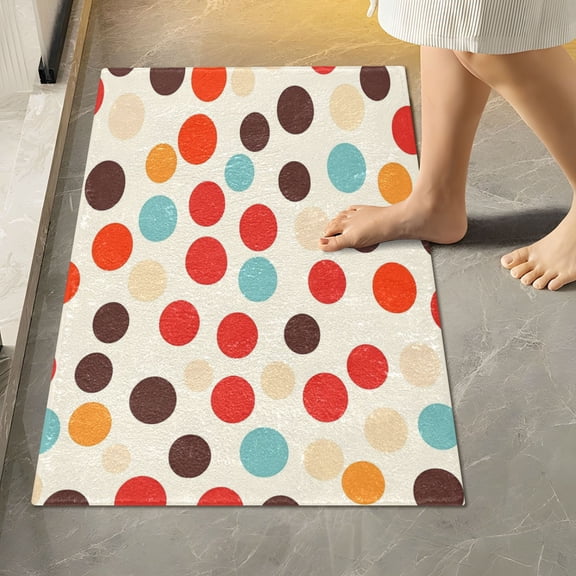 RMDQTR 16" × 24" Rectangle Shape Bathroom Rugs Plush Toilet Base Mat Soft Rugs Non Slip Absorbent Polka Dots Pattern