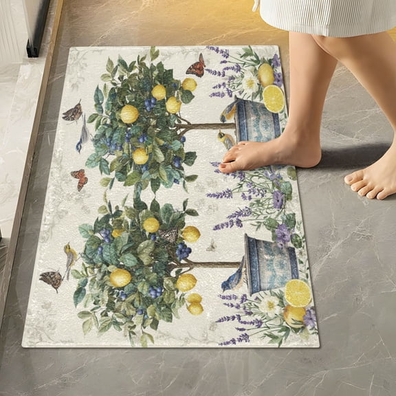 RMDQTR 16" × 24" Rectangle Shape Bathroom Rugs Plush Toilet Base Mat Soft Rugs Non Slip Absorbent Potted Ceramic Plant
