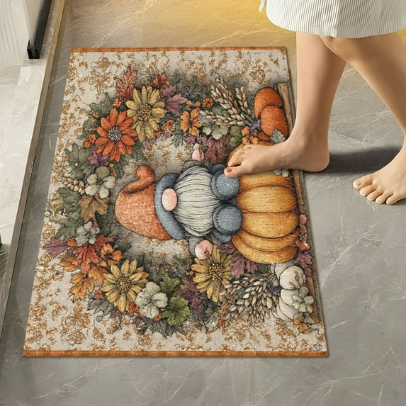 RMDQTR 16" × 24" Rectangle Shape Bathroom Rugs Plush Toilet Base Mat Soft Rugs Non Slip Absorbent Pumpkin Old Elf