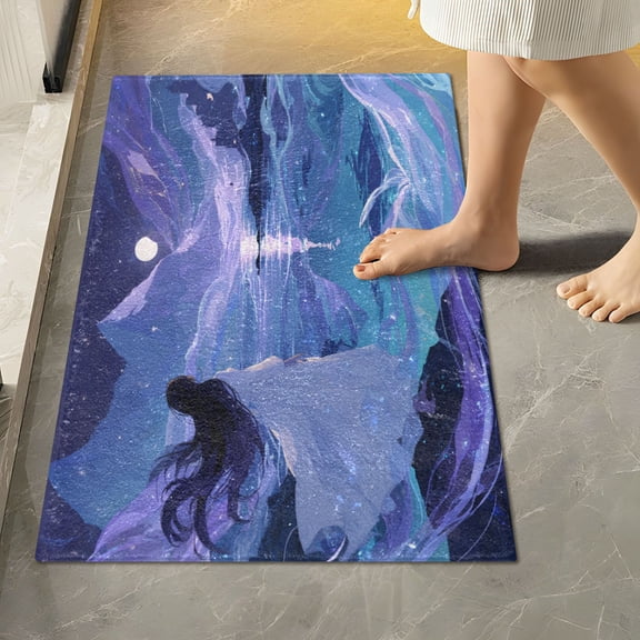 RMDQTR 16" × 24" Rectangle Shape Bathroom Rugs Plush Toilet Base Mat Soft Rugs Non Slip Absorbent Purple Dreams