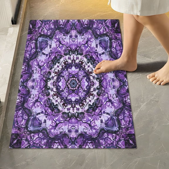 RMDQTR 16" × 24" Rectangle Shape Bathroom Rugs Plush Toilet Base Mat Soft Rugs Non Slip Absorbent Purple Kaleidoscope Pattern