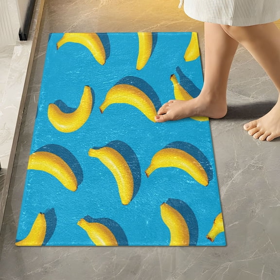 RMDQTR 16" × 24" Rectangle Shape Bathroom Rugs Plush Toilet Base Mat Soft Rugs Non Slip Absorbent Simple Bananas Pattern