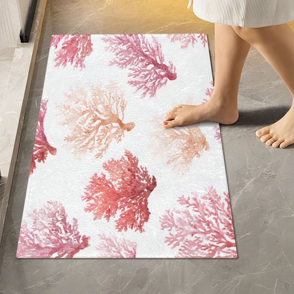 RMDQTR 16" × 24" Rectangle Shape Bathroom Rugs Plush Toilet Base Mat Soft Rugs Non Slip Absorbent Soft Coral Reef Art