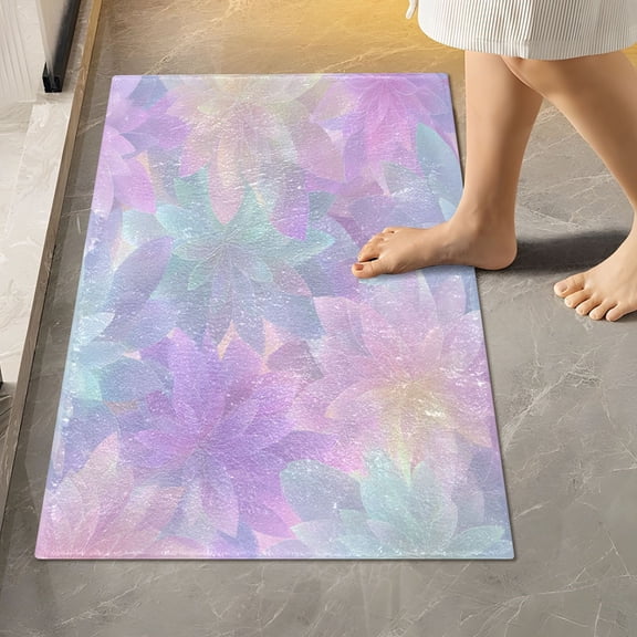 RMDQTR 16" × 24" Rectangle Shape Bathroom Rugs Plush Toilet Base Mat Soft Rugs Non Slip Absorbent Soft Focus Dahlias