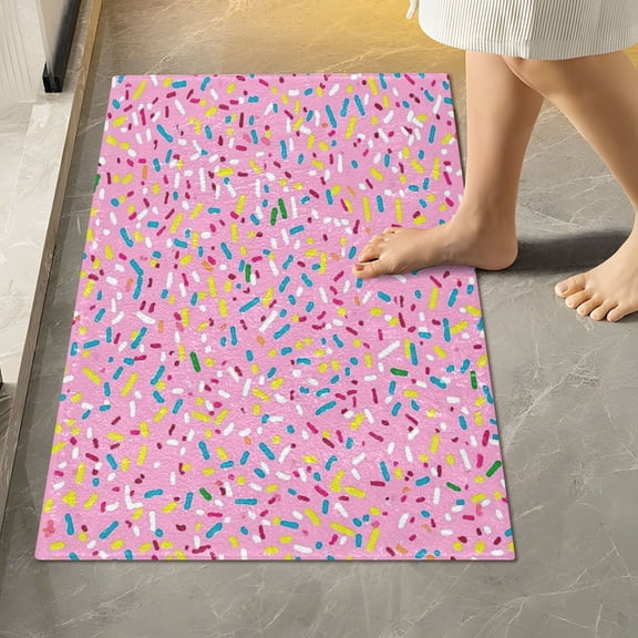 RMDQTR 16" × 24" Rectangle Shape Bathroom Rugs Plush Toilet Base Mat Soft Rugs Non Slip Absorbent Sprinkles on Pink