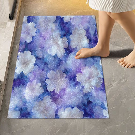 RMDQTR 16" × 24" Rectangle Shape Bathroom Rugs Plush Toilet Base Mat Soft Rugs Non Slip Absorbent Starry Watercolor Floral Print