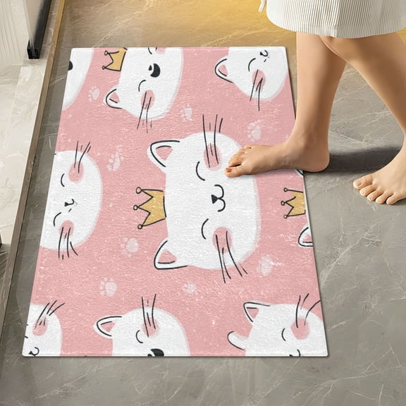 RMDQTR 16" × 24" Rectangle Shape Bathroom Rugs Plush Toilet Base Mat Soft Rugs Non Slip Absorbent Super Happy Kittens