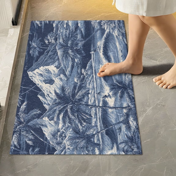RMDQTR 16" × 24" Rectangle Shape Bathroom Rugs Plush Toilet Base Mat Soft Rugs Non Slip Absorbent Surfers