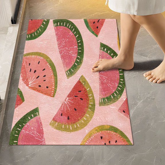 RMDQTR 16" × 24" Rectangle Shape Bathroom Rugs Plush Toilet Base Mat Soft Rugs Non Slip Absorbent Sweet Summer Melon