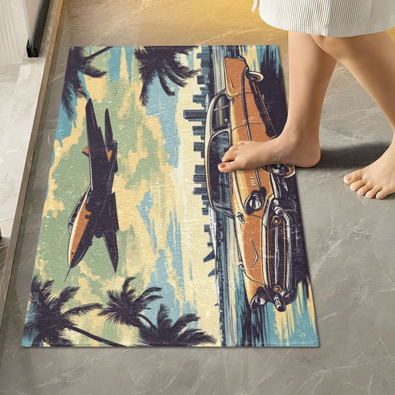 RMDQTR 16" × 24" Rectangle Shape Bathroom Rugs Plush Toilet Base Mat Soft Rugs Non Slip Absorbent The Retro Era