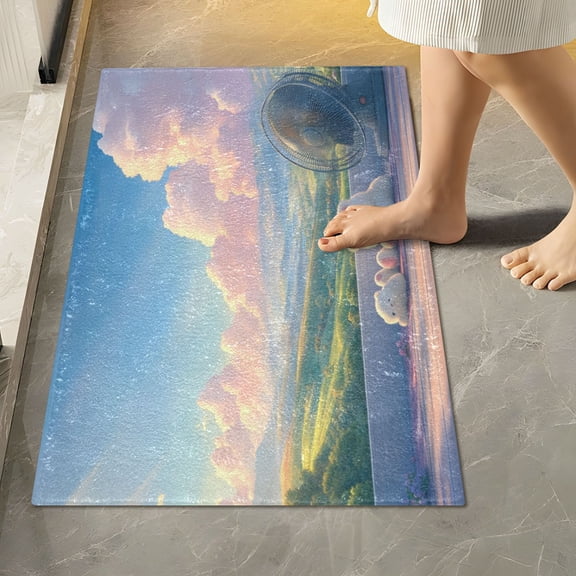 RMDQTR 16" × 24" Rectangle Shape Bathroom Rugs Plush Toilet Base Mat Soft Rugs Non Slip Absorbent Two Bears