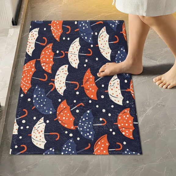 RMDQTR 16" × 24" Rectangle Shape Bathroom Rugs Plush Toilet Base Mat Soft Rugs Non Slip Absorbent Umbrellas
