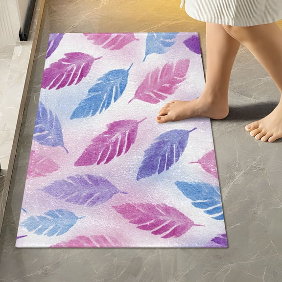 RMDQTR 16" × 24" Rectangle Shape Bathroom Rugs Plush Toilet Base Mat Soft Rugs Non Slip Absorbent Watercolor Pastel in Pink