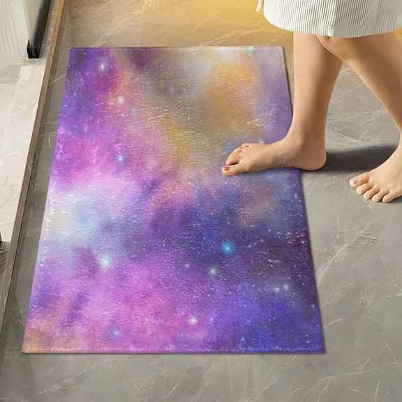 RMDQTR 16" × 24" Rectangle Shape Bathroom Rugs Plush Toilet Base Mat Soft Rugs Non Slip Absorbent Watercolor Space Galaxy