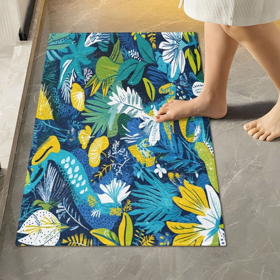RMDQTR 16" × 24" Rectangle Shape Bathroom Rugs Plush Toilet Base Mat Soft Rugs Non Slip Absorbent Whimsical Creatures