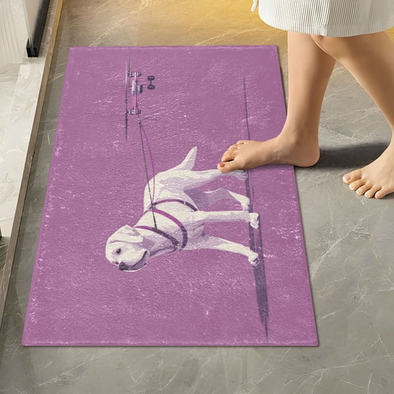 RMDQTR 16" × 24" Rectangle Shape Bathroom Rugs Plush Toilet Base Mat Soft Rugs Non Slip Absorbent White Labrador