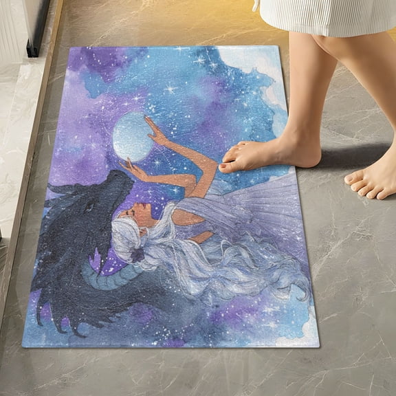 RMDQTR 16" × 24" Rectangle Shape Bathroom Rugs Plush Toilet Base Mat Soft Rugs Non Slip Absorbent White-haired Princess