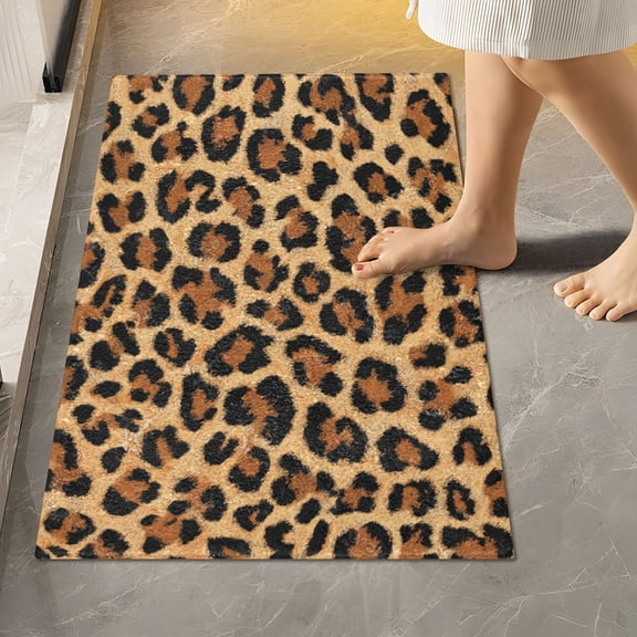 RMDQTR 16" × 24" Rectangle Shape Bathroom Rugs Plush Toilet Base Mat Soft Rugs Non Slip Absorbent Wild Amber Cheetah