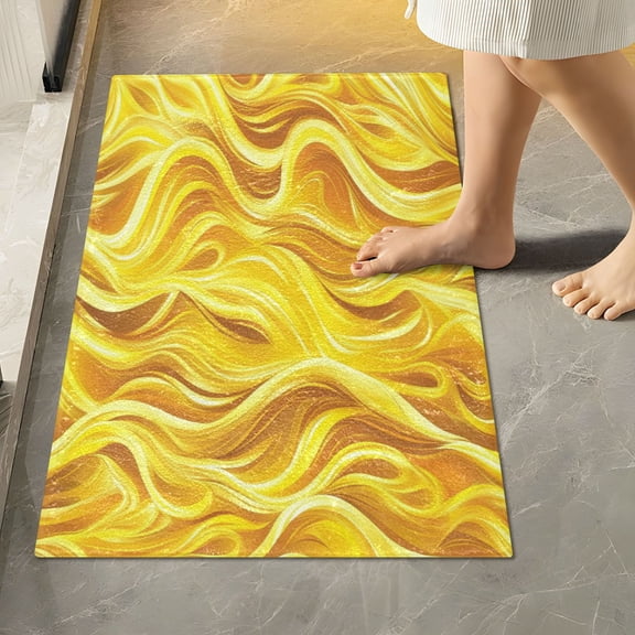 RMDQTR 16" × 24" Rectangle Shape Bathroom Rugs Plush Toilet Base Mat Soft Rugs Non Slip Absorbent Yellow Blaze Pattern