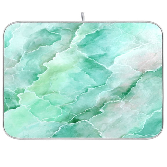 RMDQTR 16 x 18 Inch Dish Drying Mat Microfiber Composite Sponge Kitchen Mats Large Counter Absorbent Dish Pad Calm Mint Marble Pattern