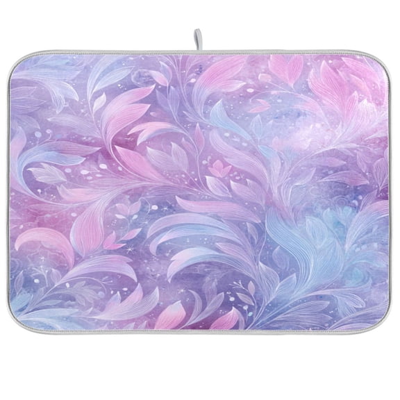 RMDQTR 16 x 18 Inch Dish Drying Mat Microfiber Composite Sponge Kitchen Mats Large Counter Absorbent Dish Pad Ethereal Starry Leaves