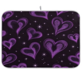 RMDQTR 16 x 18 Inch Dish Drying Mat Microfiber Composite Sponge Kitchen Mats Large Counter Absorbent Dish Pad Midnight Amethyst Sparkle