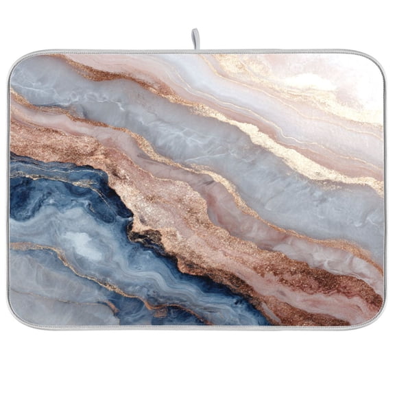 RMDQTR 16 x 18 Inch Dish Drying Mat Microfiber Composite Sponge Kitchen Mats Large Counter Absorbent Dish Pad Pastel Agate Gilded Veil