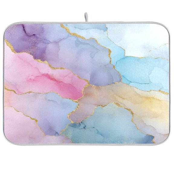 RMDQTR 16 x 18 Inch Dish Drying Mat Microfiber Composite Sponge Kitchen Mats Large Counter Absorbent Dish Pad Unicorn Fantasy Fluid Art