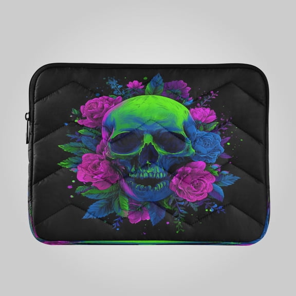 RMDQTR 16in Laptop Bag Briefcases Computer Inner Bags Computer Bags Laptop Sleeves Work Travel School Bag Neon Rose Skull Design