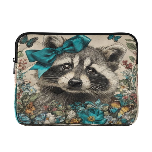 RMDQTR 16in Laptop Bag Briefcases Computer Inner Bags Computer Bags Laptop Sleeves Work Travel School Bag Raccoon with A Blue Bow