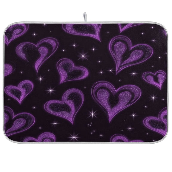 RMDQTR 18 x 24 Inch Dish Drying Mat Microfiber Composite Sponge Kitchen Mats Large Counter Absorbent Dish Pad Midnight Amethyst Sparkle