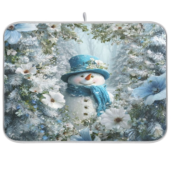 RMDQTR 18 x 24 Inch Dish Drying Mat Microfiber Composite Sponge Kitchen Mats Large Counter Absorbent Dish Pad Snowman in The Frozen World