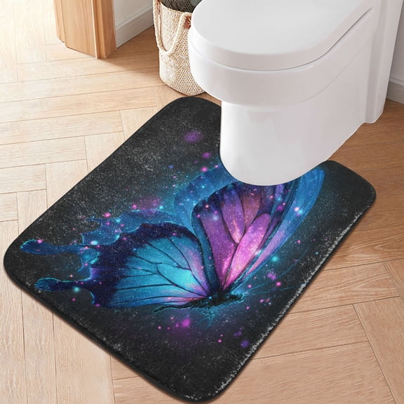 RMDQTR 20" × 24" U Shape Bathroom Rugs Plush Toilet Base Mat Soft Rugs Non Slip Absorbent A Stunning Butterfly