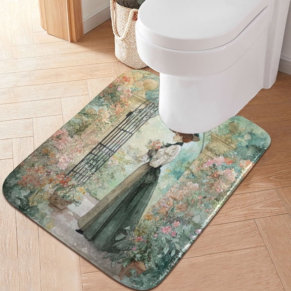 RMDQTR 20" × 24" U Shape Bathroom Rugs Plush Toilet Base Mat Soft Rugs Non Slip Absorbent A Victorian Lady