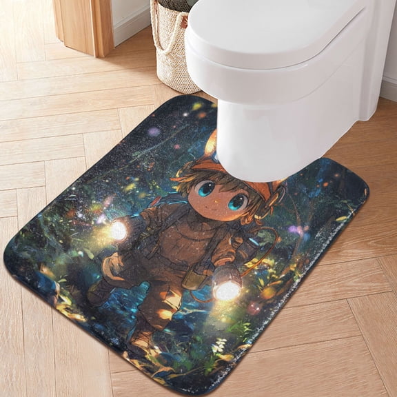 RMDQTR 20" × 24" U Shape Bathroom Rugs Plush Toilet Base Mat Soft Rugs Non Slip Absorbent Adventurer