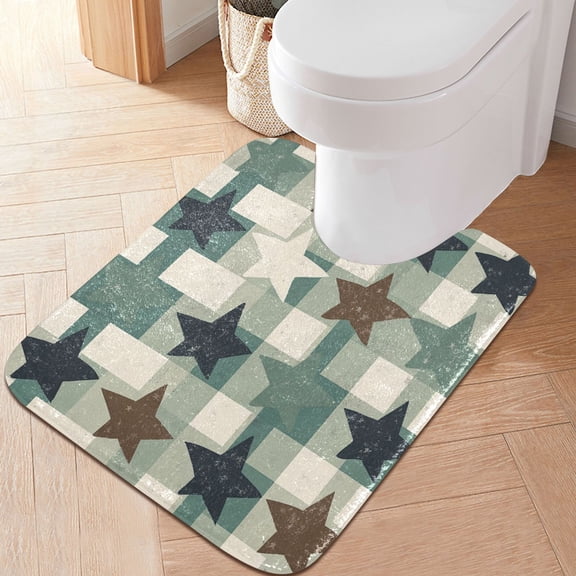 RMDQTR 20" × 24" U Shape Bathroom Rugs Plush Toilet Base Mat Soft Rugs Non Slip Absorbent All The Stars